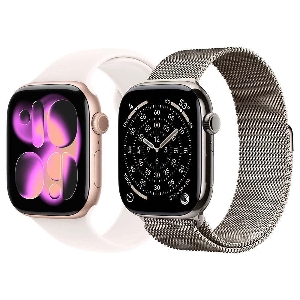 Apple Watch Series 11 (GPS + Cellular) 46mm Rose Gold Aluminum Case w Light Blush Sport Band M/L