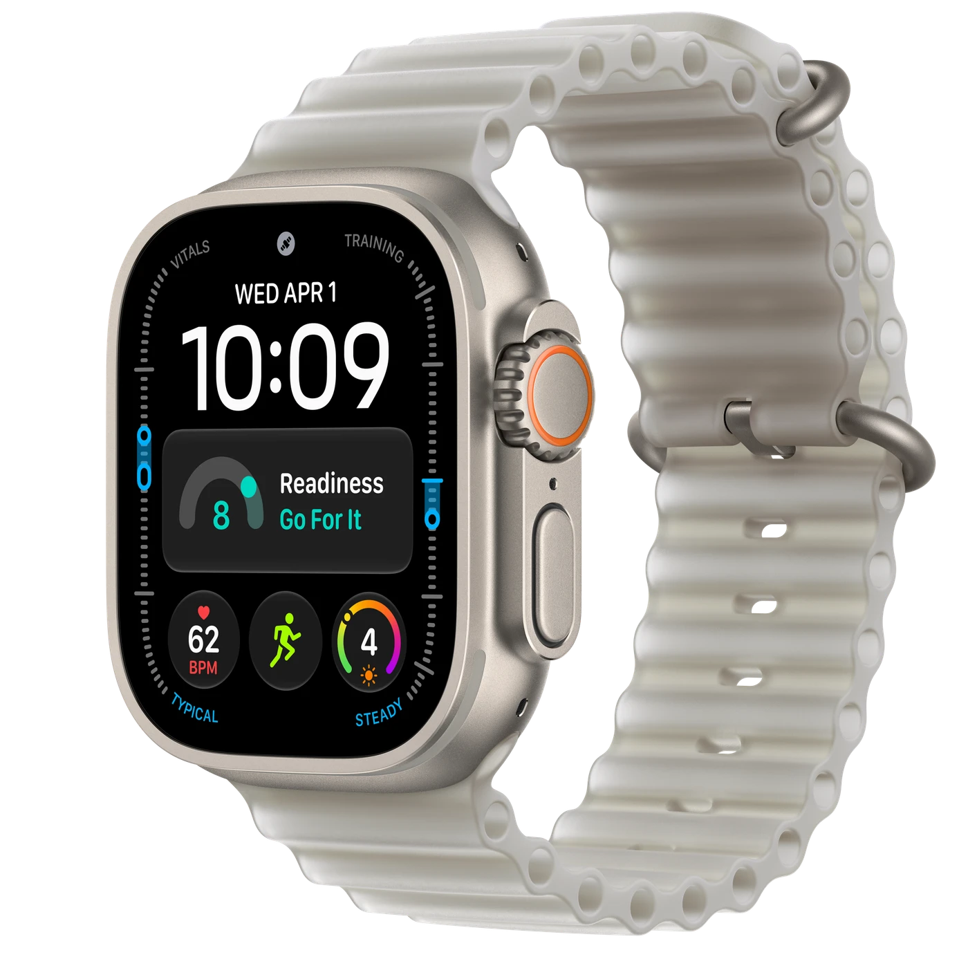 Apple Watch Ultra 4 GPS + Cellular 49mm Natural Titanium Case with Translucent Gray Ocean Band