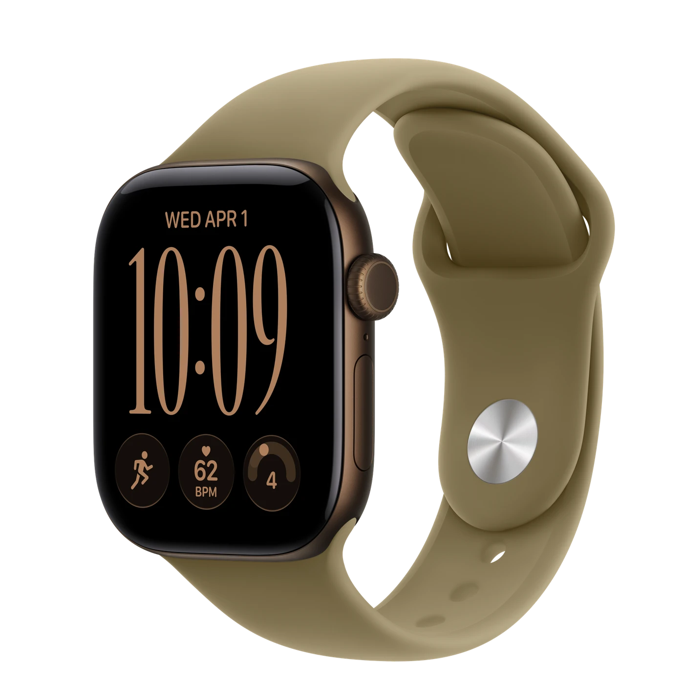 Apple Watch Series 12 GPS 42mm Aluminum Case with Olive Sport Band - S/M - Dark Bronze