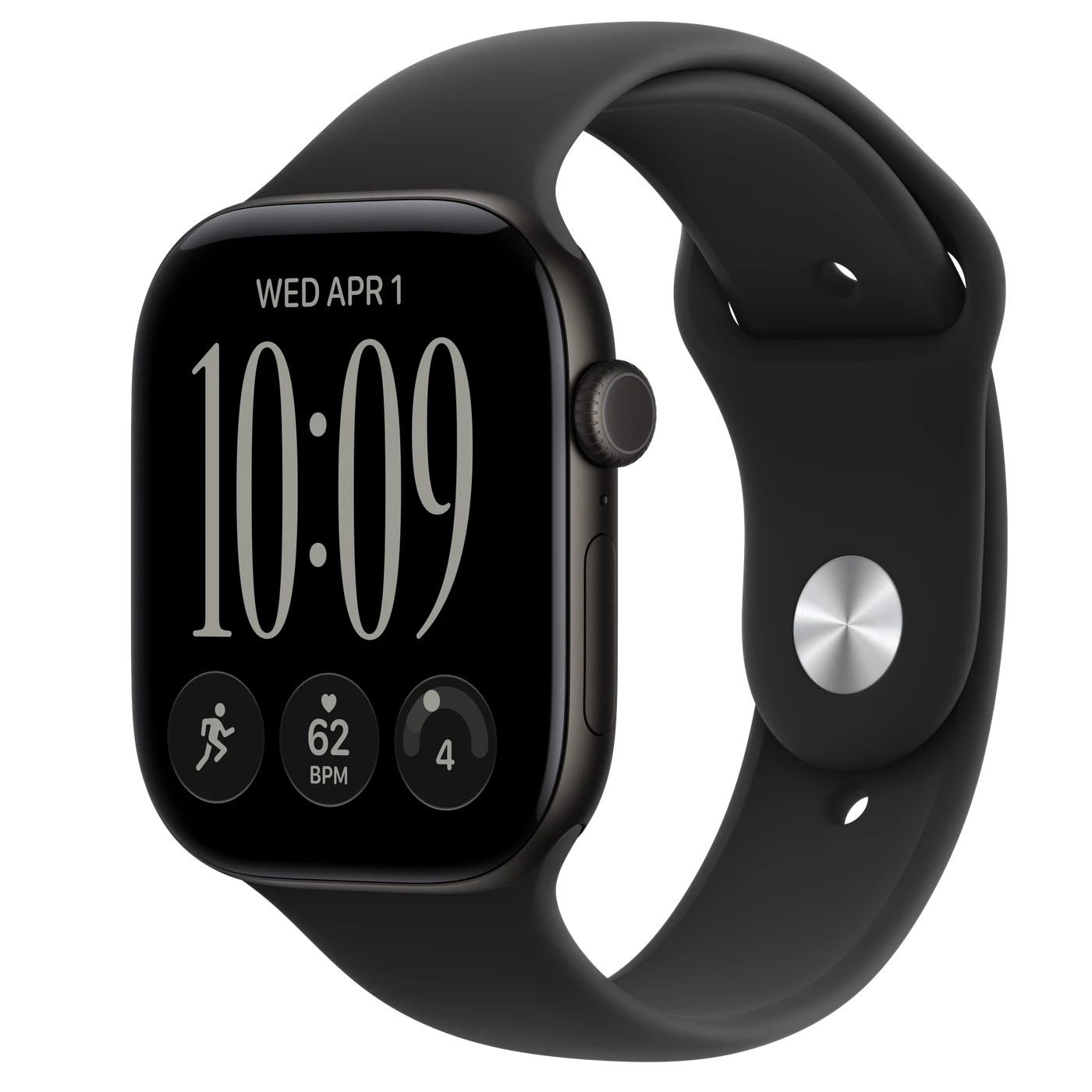 Apple Watch Series 12 GPS 46mm Black Aluminum Case with M/L Black Sport Band