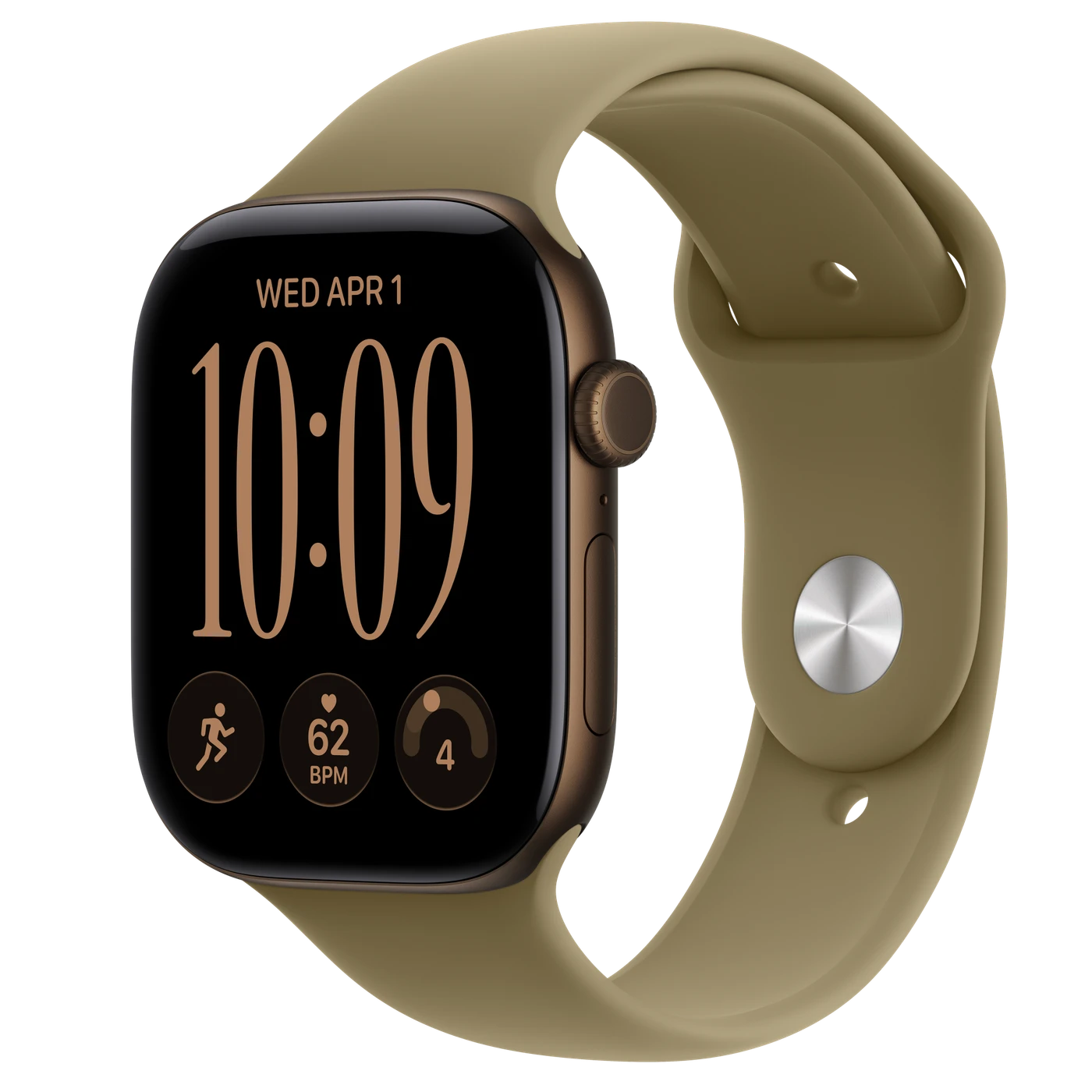 Apple Watch Series 12 (GPS + Cellular) 46mm Aluminum Case with Olive Sport Band - M/L - Dark Bronze