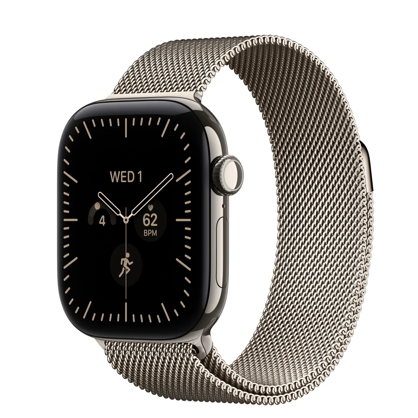 ‎‎ Apple Watch Series 12 (GPS + Cellular) 42mm Titanium Case with Natural Milanese Loop - Natural