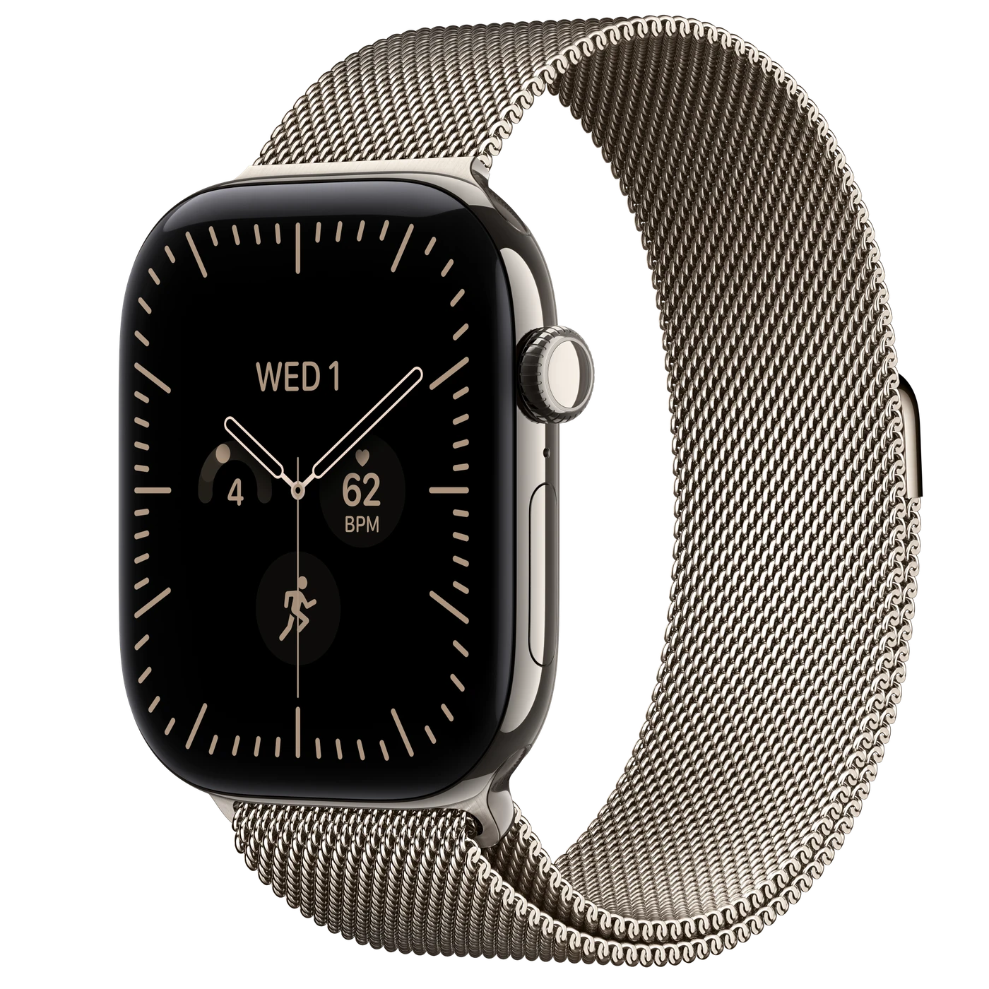 ‎‎ Apple Watch Series 12 (GPS + Cellular) 46mm Titanium Case with Natural Milanese Loop - M/L - Natural