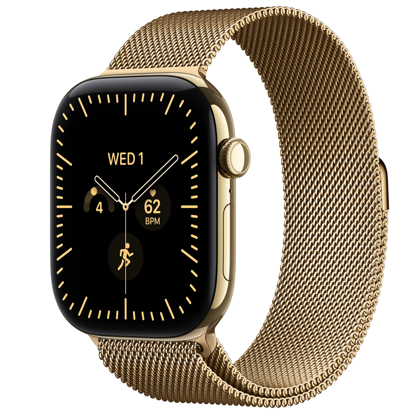 ‎ Apple Watch Series 12 (GPS + Cellular) 42mm Titanium Case with Radiant Gold Milanese Loop - Radiant Gold